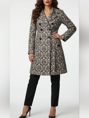Women's Damask Patterned Double-Breasted Coat ( SIZE : 10)
